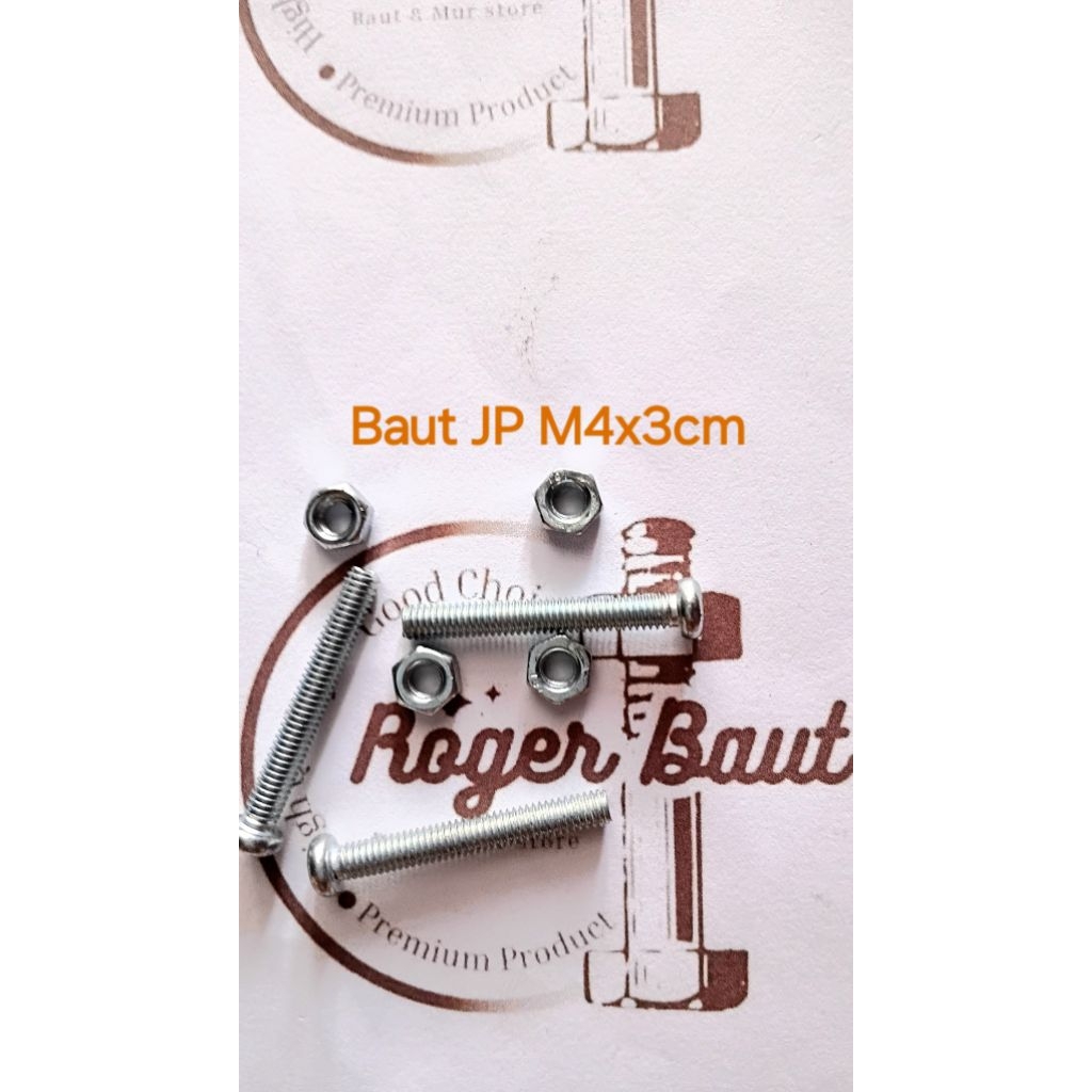 Baut Mur JP M4 x 3cm Kunci Obeng (+) Galvanis
1. Diameter Kepala Baut 10mm
2. Tebal Kepala Baut 3.5m