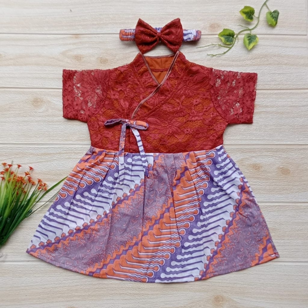 Hanbok Anak / Hanbok Batik / Hanbok Brokat warna Teracota