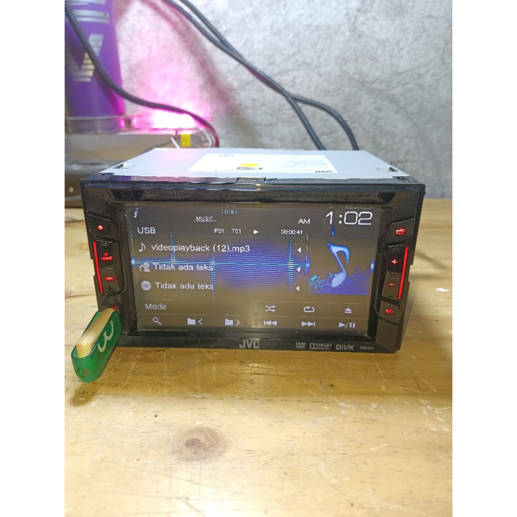 Headunit Tv Mobil JVC Kw11 Fm Radio Usb Copotan Honda Brio Rs