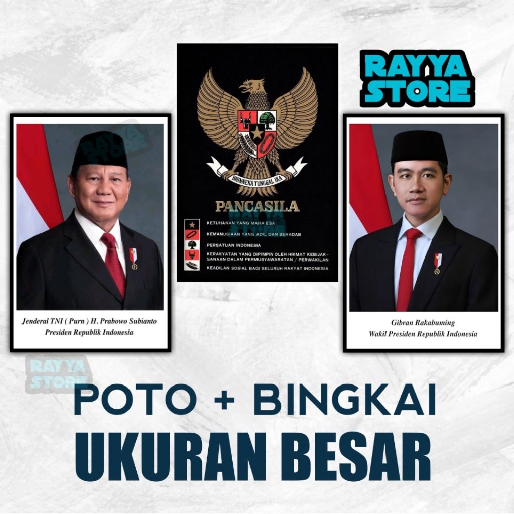 foto resmi presiden prabowo dan wakil presiden ,ukuran besar, foto+bingkai,hiasan dinding