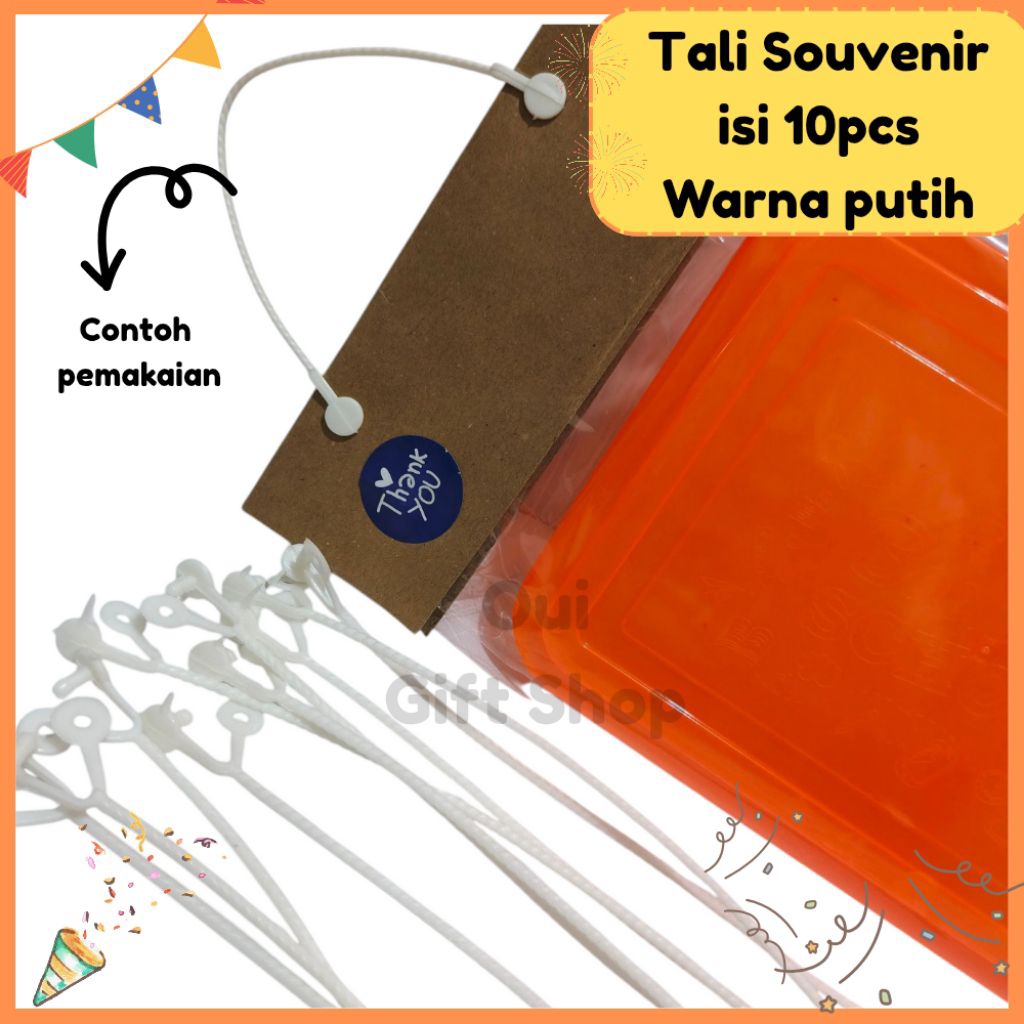 Tali Souvenir isi 10pcs Warna Putih / Tali Pelintir Souvenir Ultah Anak