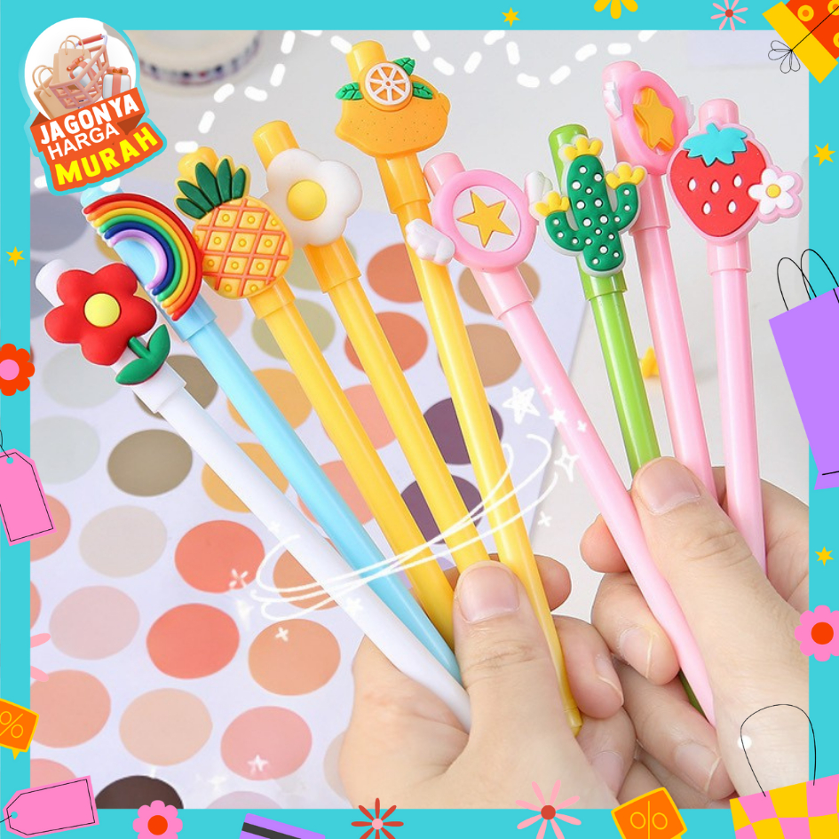 

JHM Pulpen Gel Karakter Kartun Buah Pena Karakter 3D 0.5mm Lucu Pen Cute Student Japanese Alat Tulis Kantor Sekolah Tinta Cair Ujung Lancip