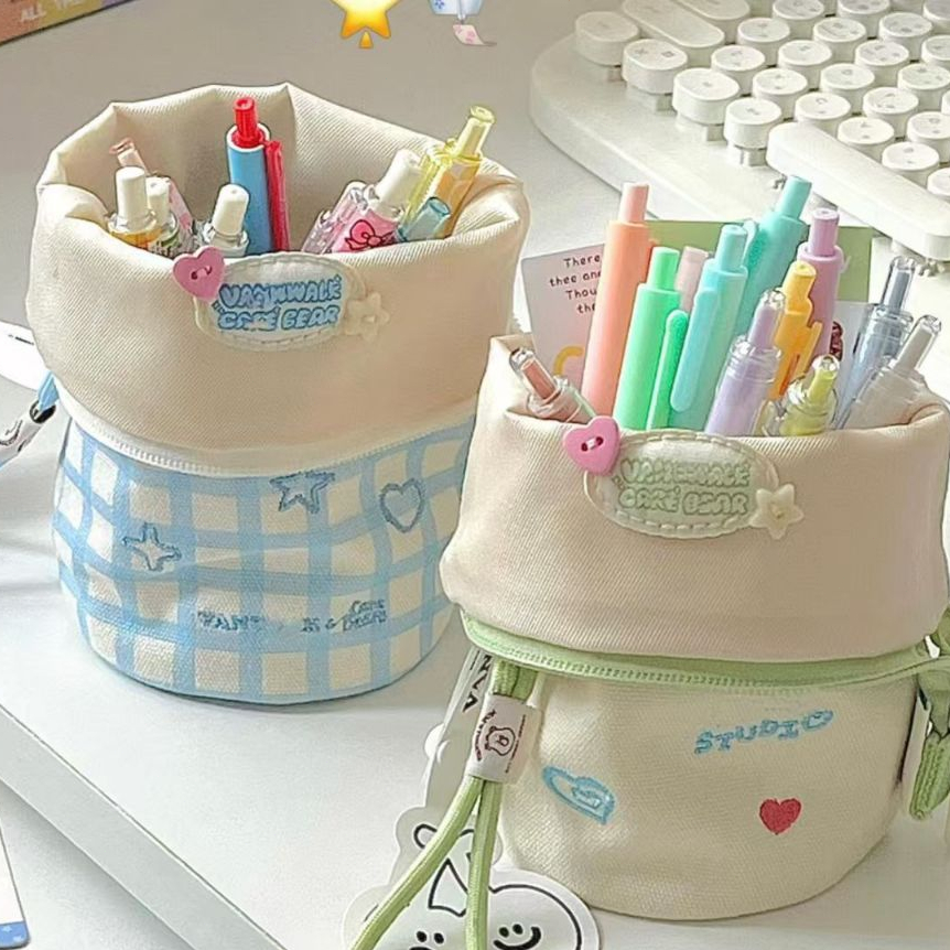

Cylindrical vertical flip pencil case, high aesthetic stationery, student folding large capacity pencil case, creative pen holder