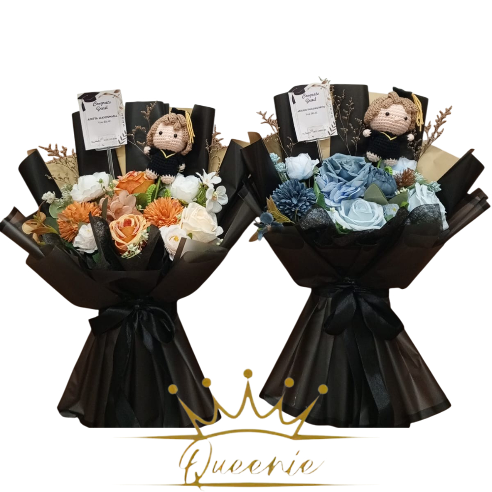 Buket Bunga Boneka | Bucket Flower Boneka Rajut Wisuda | Buket Boneka Rajut Graduation