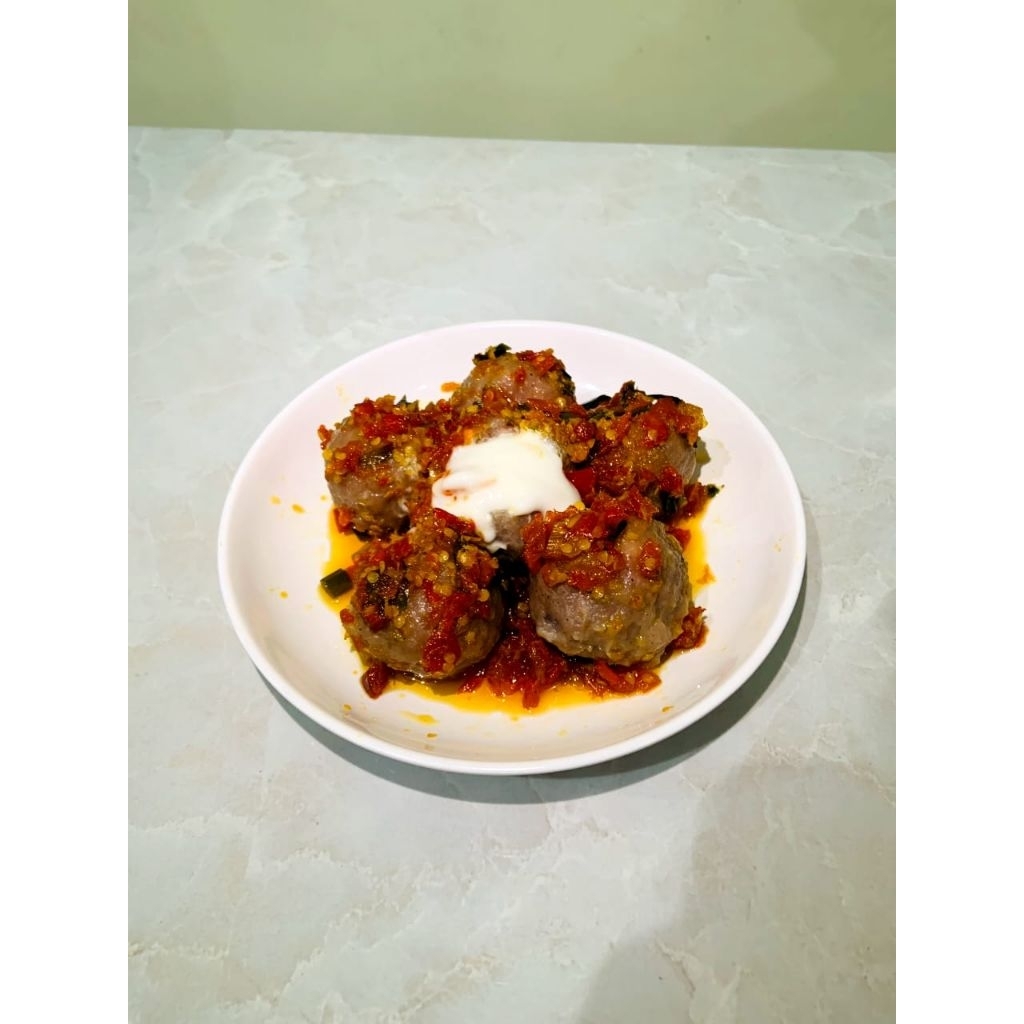 

baso keju meleleh sambal mercon