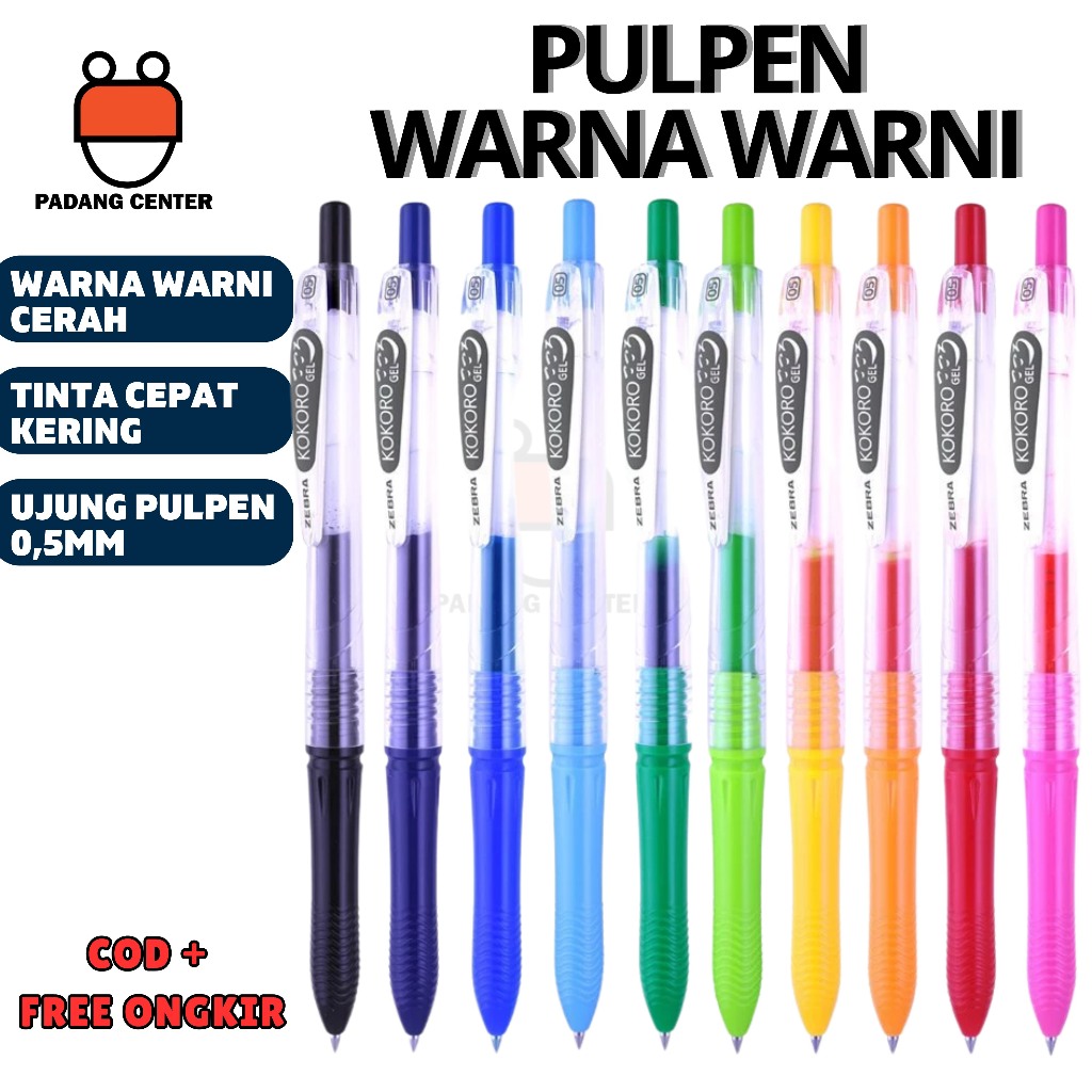 

Pulpen Zebra Kokoro 0.5mm Original | Pulpen Warna Warni Lucu Unik Halus Untuk Menulis | Kokoro 0.5 Satuan Alat Tulis Kantor Sekolah Warna Biru | Biru Muda | Hijau Muda | Hijau Tua | Hitam | Kuning | Merah | Navy (Dongker) | Orange