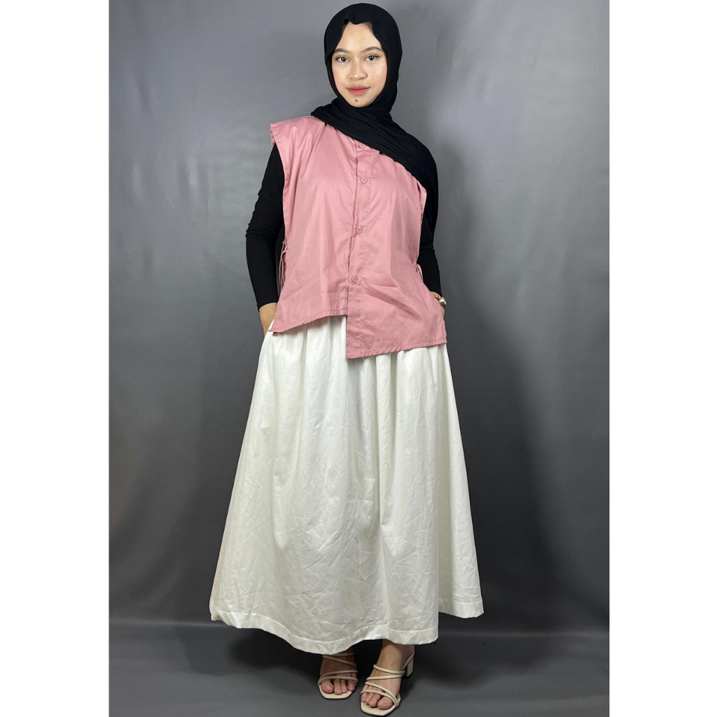 Leanor - mikaila setelan vest/ setelan rok vest polos tali samping korean style