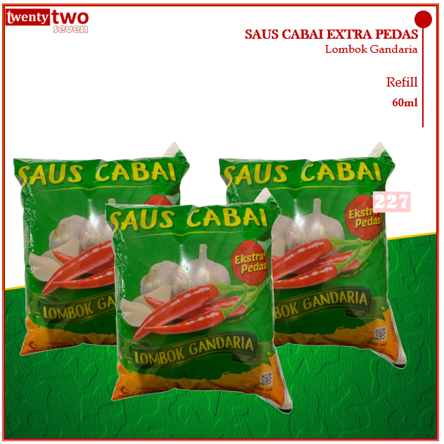 

Lombok Gandaria Saus Saos Cabai Cabe Chili Sauce Extra Hot Ekstra Spicy Pedas REFILL 600ml