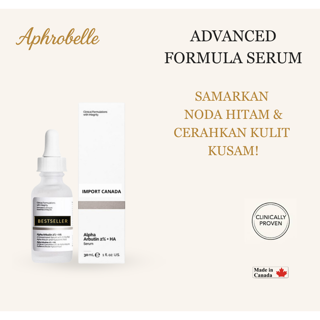 SERUM ALPHA ARBUTIN 2% + HYALURONIC ACID 30ML - PENCERAH FLEK HITAM [PRODUCT CANADA]