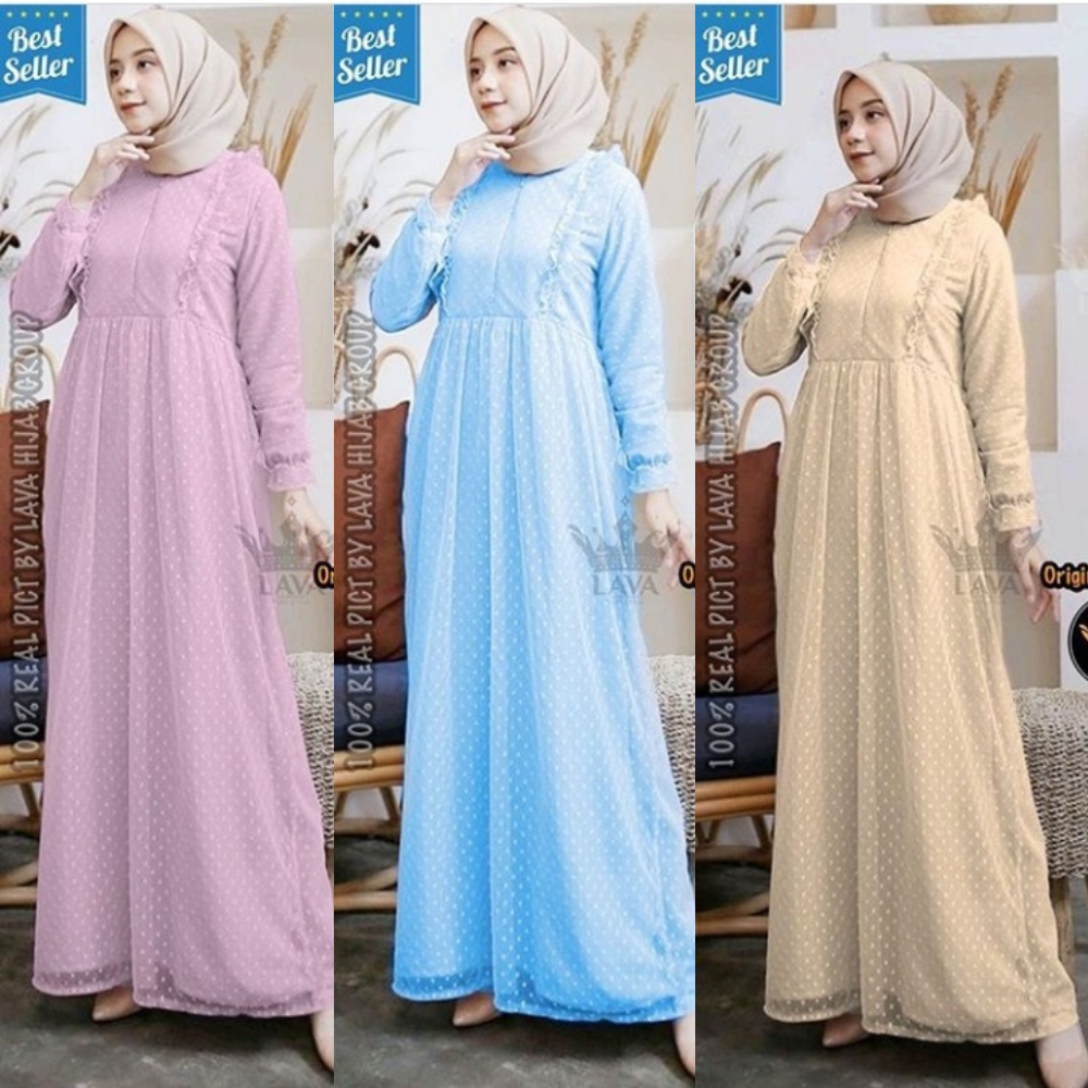 READY JUMBO  XXL SAKINABUSANA ZURRA MAXY GAMIS TILE POLKADOT GAMIS BROKAT KONDANGAN REMAJA GAMIS FUL