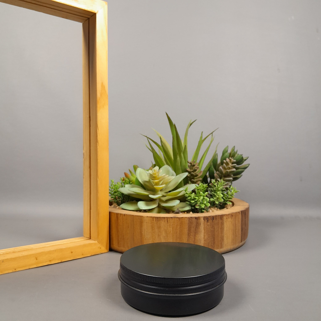 Pot Jar Aluminium Hitam 100 gram / Pot Pomade 100 gram / Pot Kaleng Import