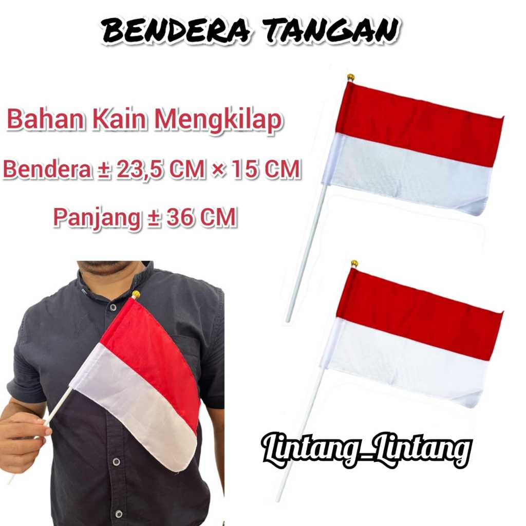 Bendera Tangan Merah Putih Indonesia - Bendera Stik Pawai Mini Kecil