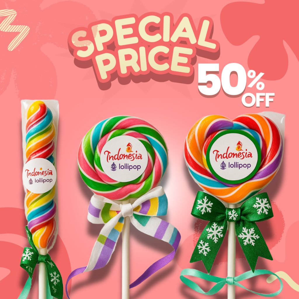 

PERMEN LOLLIPOP PREMIUM 5.5CM - 15CM - 3 BENTUK LUCU (BULAT/LOVE/ULIR)