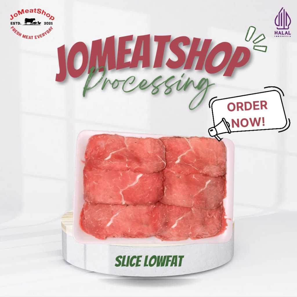 

JomeatShop I Beef Slice Low Fat slice tanpa lemak I Fresh, Halal, Siap masak I 250gr