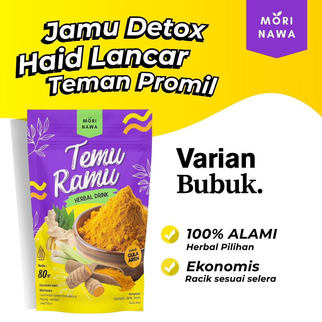 

TEMU RAMU Varian Bubuk | Jamu Detox - Melancarkan Menstruasi - Promil - Dll
