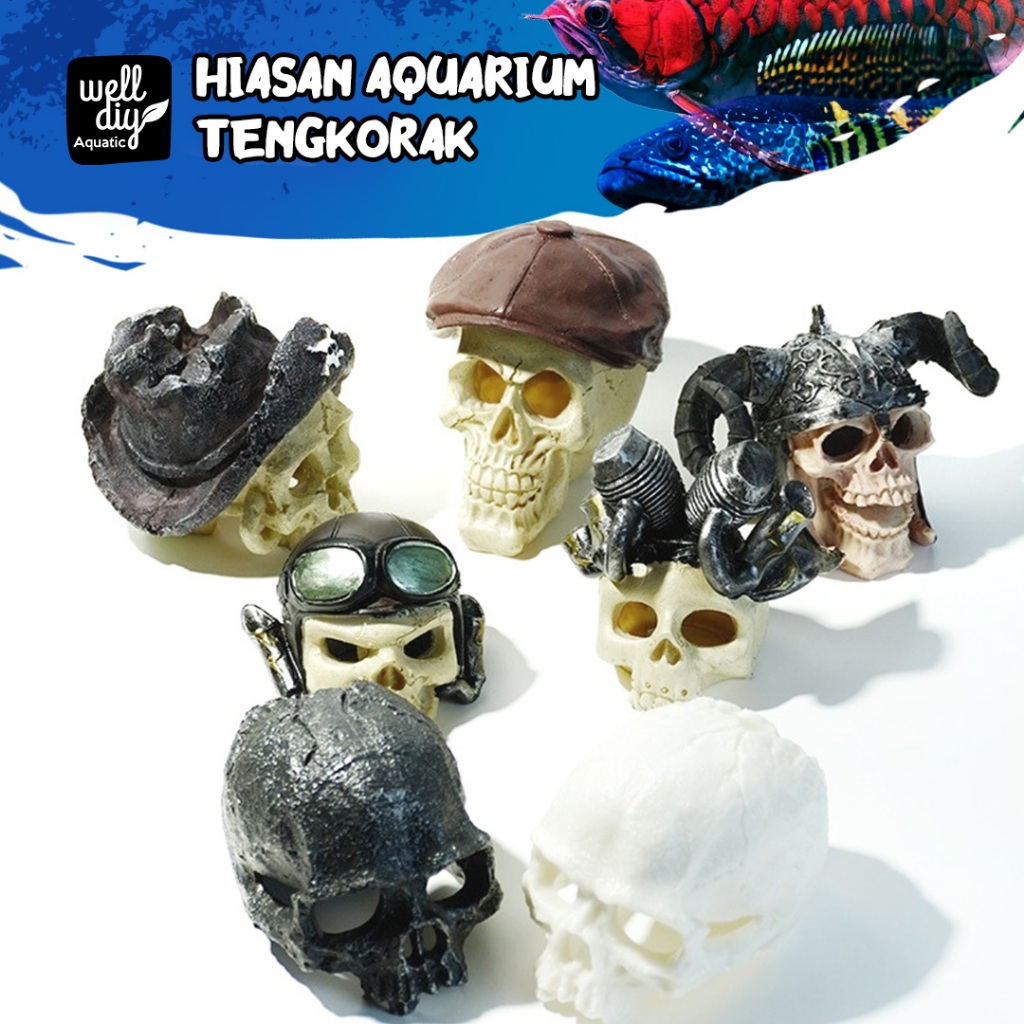 Hiasan Aquarium Tengkorak Hidding Cave Dekorasi Ornamen