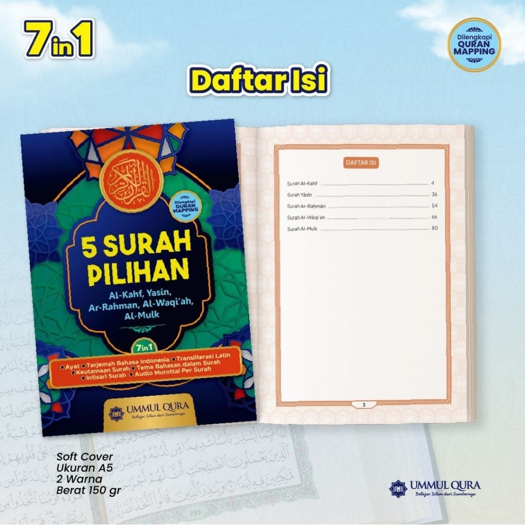5 surat pilihan al kahf,yasin,ar rahman,al waqiah,al mulk
