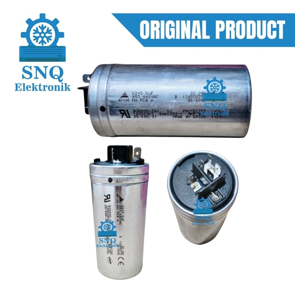 Capasitor original AC panasonic 60+3 uf 440 VAC - Kapasitor AC original panasonic 60+3uf 440vac EPCO