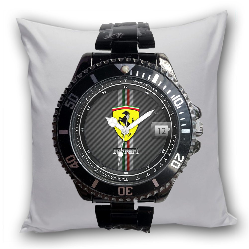 Jam Tangan Pria FERRARI Tanggal Stainless Steel Hitam Cowok Dewasa Custom Keren Terbaru 01