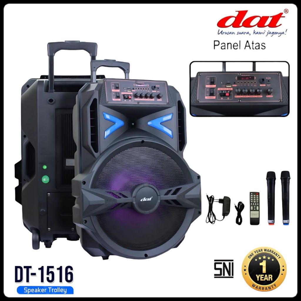 Speaker DAT DT-1516  speaker bluetooth portabel 15inch speaker aktif full bass dilengkapi 2mic wirel