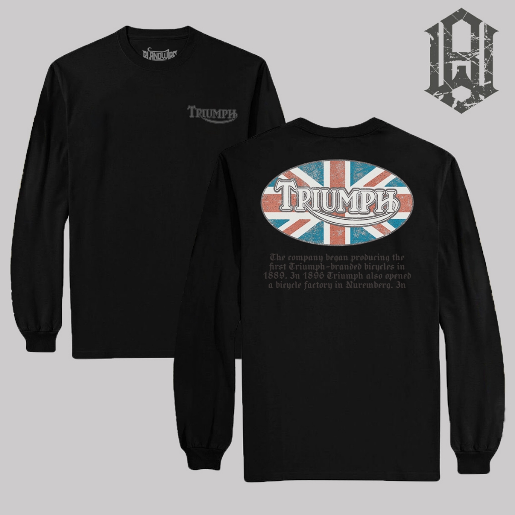 Blandwire Kaos Pria Long Sleeve Kaos Motor T-Shirt Triumph Bikers Classic Work T2
