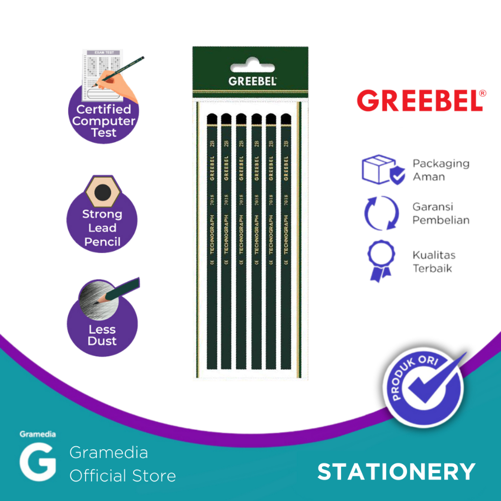 

Gramedia - GREEBEL 7018 PENCIL 2B (6 PCS/SET) CRD
