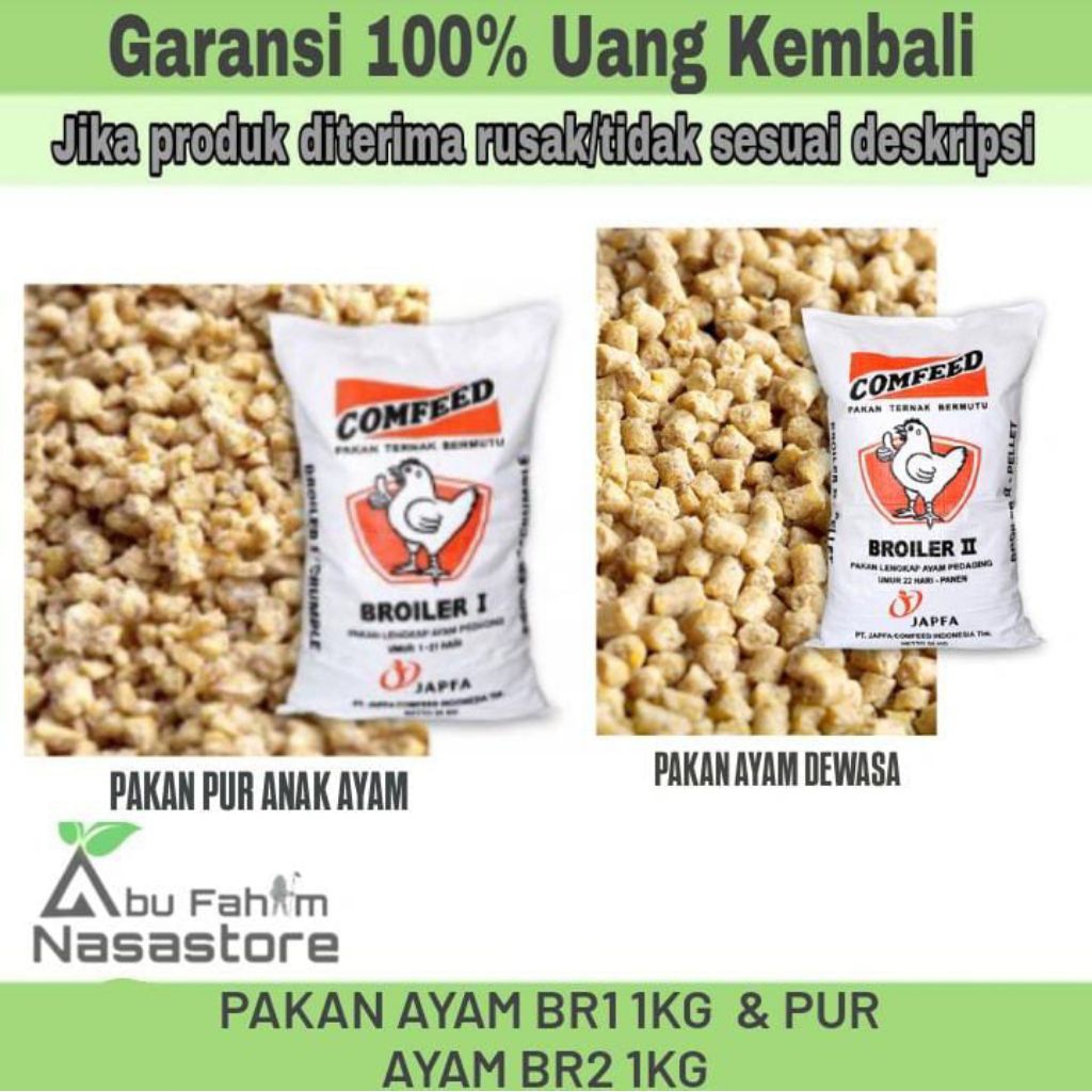 PAKAN AYAM BR1 1KG JAPFA COMFEED | PAKAN PUR ANAK AYAM BROILER PEDAGING CEPET BESAR | PAKAN AYAM PRO