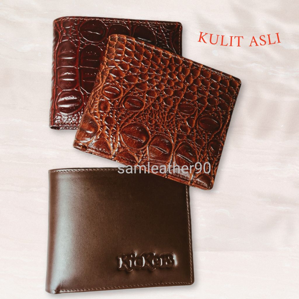 Dompet Kulit Pria Original Kulit Sapi Asli Motif Serat Kayu(Derby), Motif Buaya & Pull Up