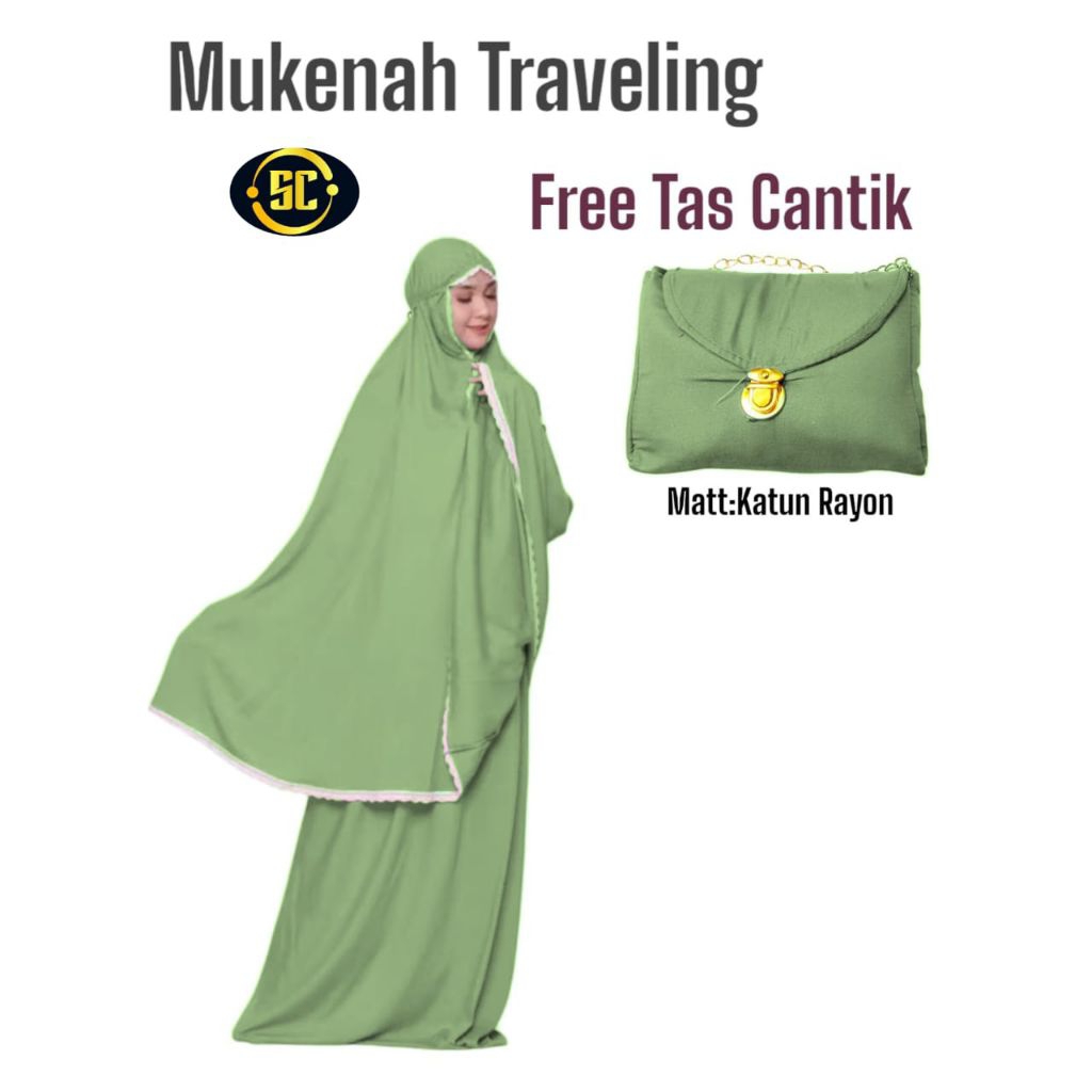 MUKENAH FREE TAS  ADARA ADERA TRAVELING RAYON KOMBINASI TEPI RENDA  MODEL TERBARU/MUKENA IMPORT PREM