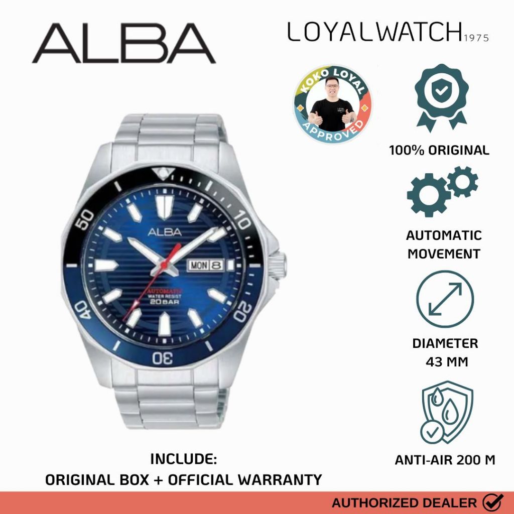 Jam Tangan Alba Analog Pria AL4507 Blue Stainles Steel Original Garansi Resmi