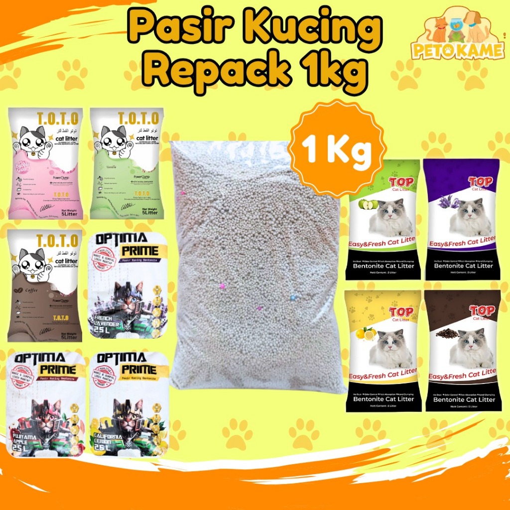 PASIR KUCING GUMPAL Top Toto Optima Repack 1 kg | Pasir Wangi