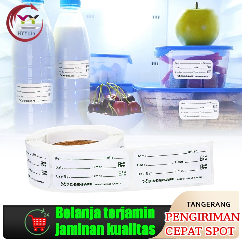

300 lembar per roll Label Makanan Tahan Air Stiker Tanggal Kadaluwarsa Label Penyimpanan Tanggal