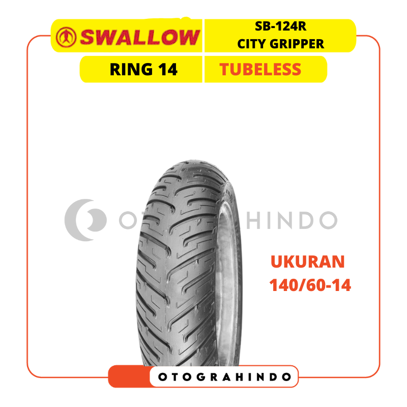 BAN LUAR SEPEDA MOTOR SCOOTER SWALLOW SB-124R CITY GRIPPER UKURAN 140/60-14 RING 14 TUBELESS