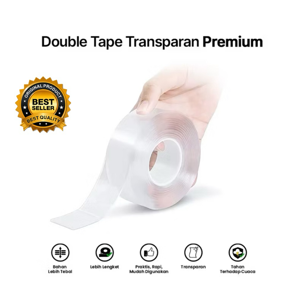 

Double Tape Bening Double Tape Rekat Kuat 3Cm x 5Meter x 2MM