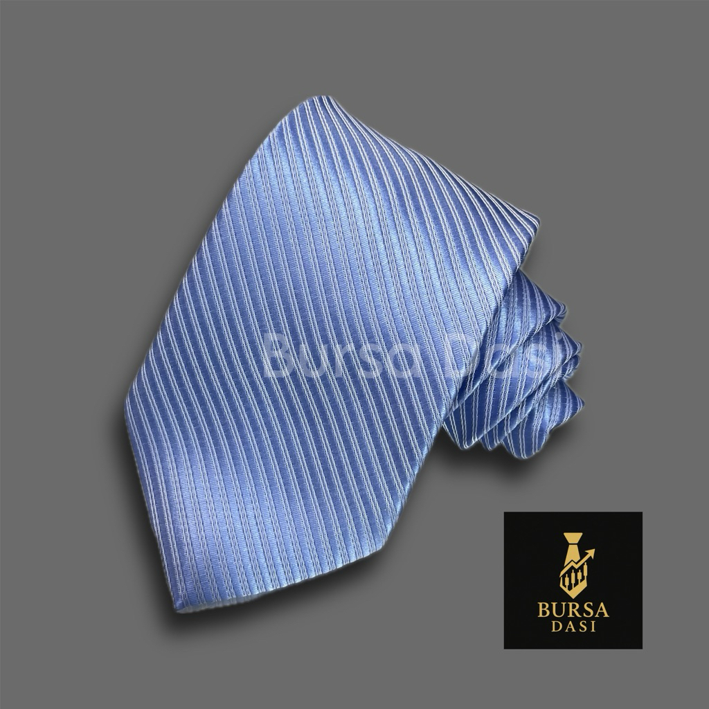 Dasi Pria Salur Biru Langit Sky Biru Prabowo Reguler 7,5Cm Elegant