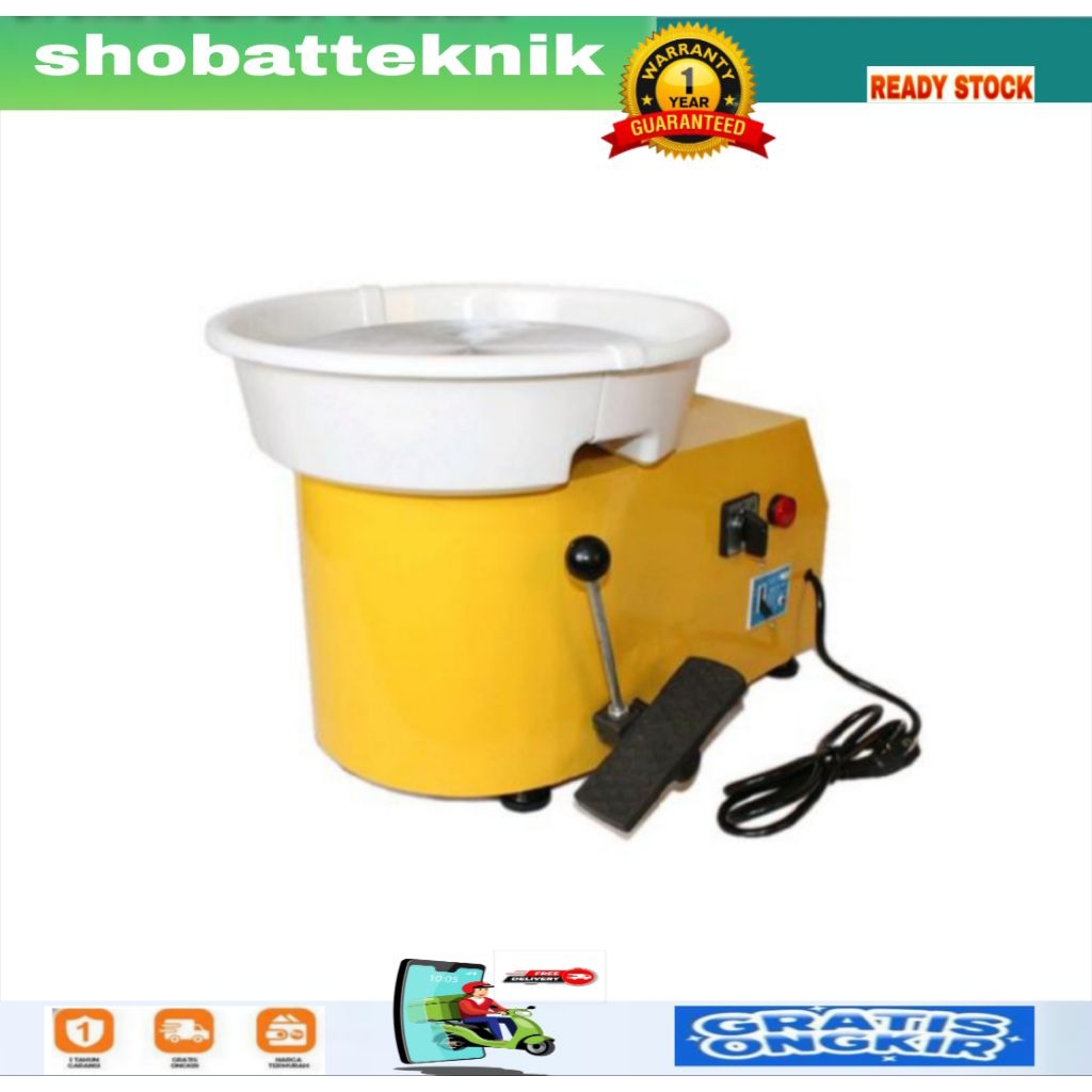 

Electric Pottery Wheel 30cm 250W Removable Basin AlatPutar Keramik - Yellow 30 Cm
