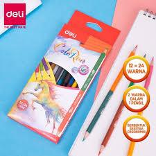 

DELI - PENSIL WARNA / PERLENGKAPAN MENGGAMBAR / PENSIL DUAL COLOR EC00520 12=24 WARNA
