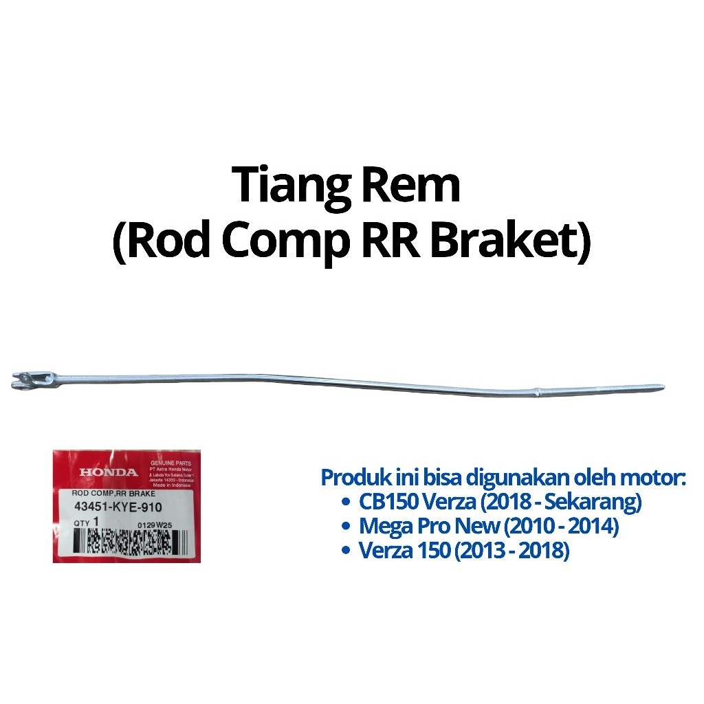 [AHM]Tiang Rem (43451-KYE-910), Mur Tiang Rem Honda VERZA, NEW MEGA PRO (43459-KSP-900)