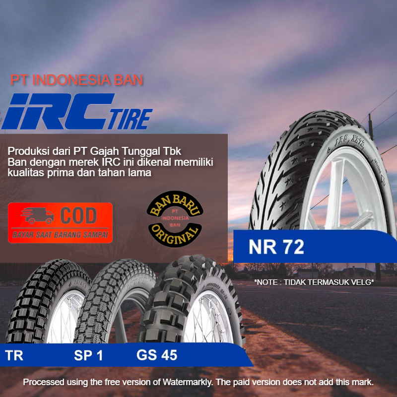 [COD] BAN LUAR IRC 80/100-17 NF25 TUBETYPE [BELUM TERMASUK BAN DALAM] NON TUBELESS VERZA CBR