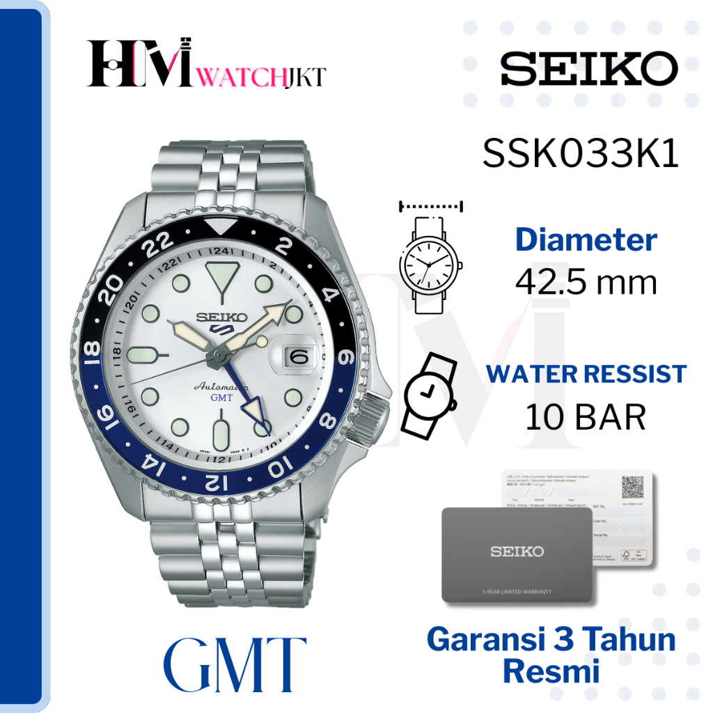 SEIKO 5 Sport GMT SSK033K1 Jam Tangan Pria Original Analog Automatic GMT Diver Antiair