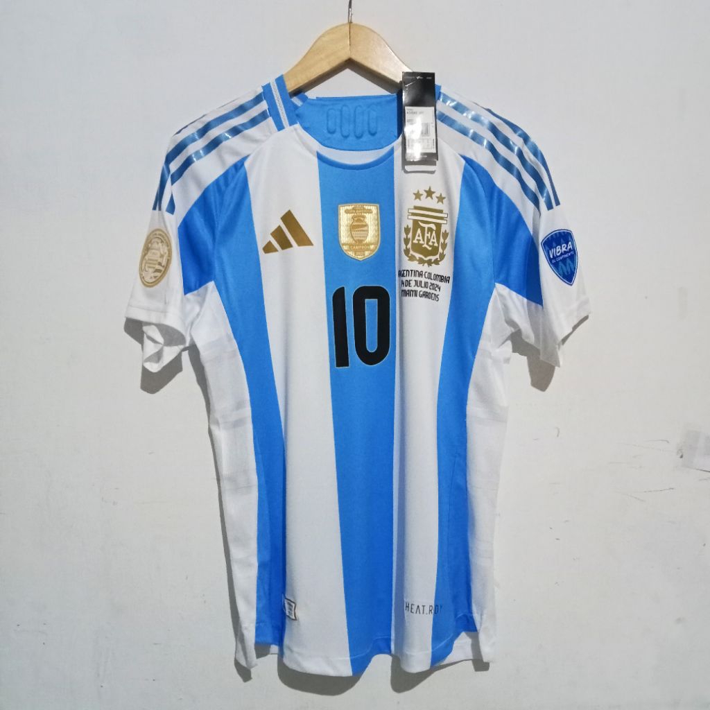 Jersey Player Issue Argentina Home 2024 Nameset Messi Full Patch Copa America Jersey Argentina Final