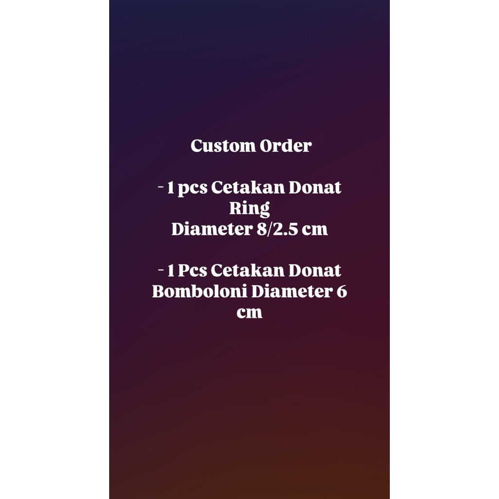 Custom Order Cetakan Donat Ring D8 cm dan Bomboloni 6 cm