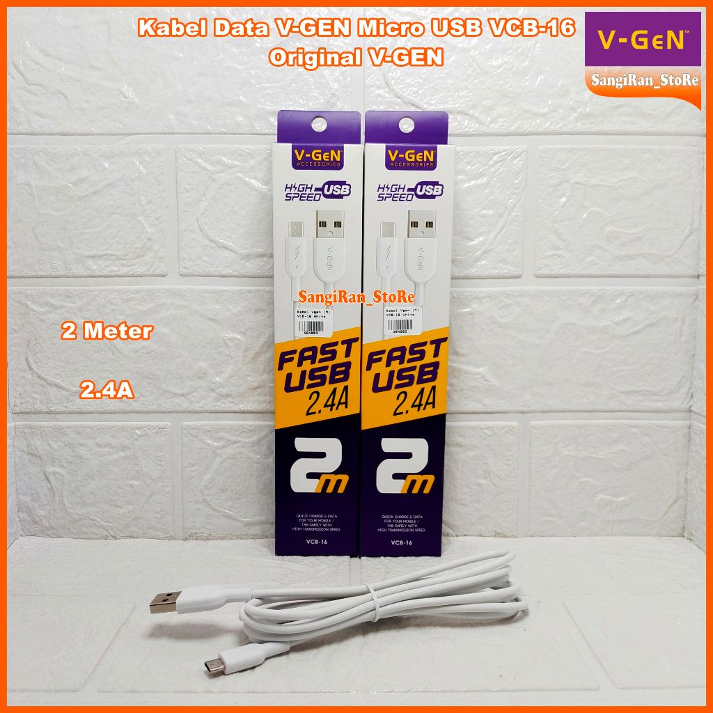 Kabel Data Vgen Micro USB VCB-16 / Type-C VCB-18 Fast Charging Kabel VGEN 2 Meter VCB 16 / VCB 18 V-