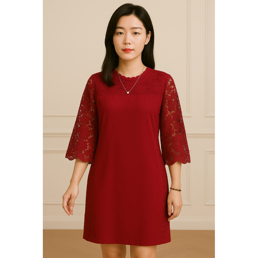 DRESS TUNIK NAGITA 886 SCUBA KOMBINASI BROKAT