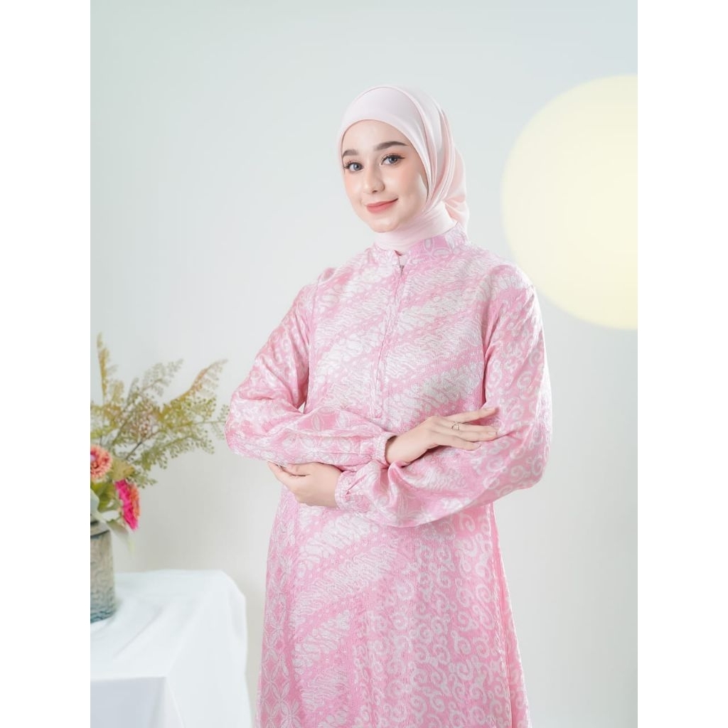 malikashoping, setelan baju kurung melayu busui friendly,baju batik wanita kekinian,dres abaya batik