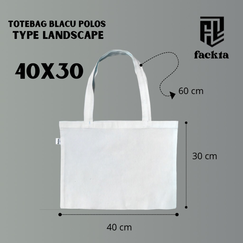 FACKTA totebag landscape polos bahan blacu ukuran 40x30 | totebag landscape | totebag polos | toteba