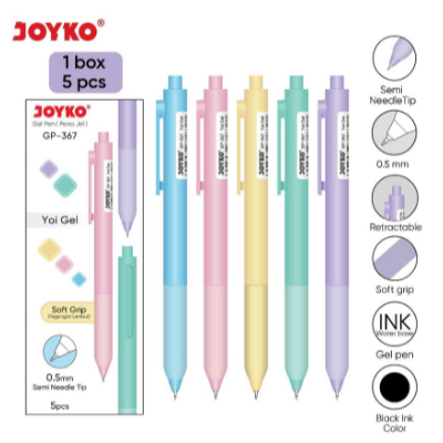 

TERMURAH(1 Pack) Gel Pen Pulpen Pena Joyko GP-367 Yoi Gel 0.5 mm isi 5 Pcs