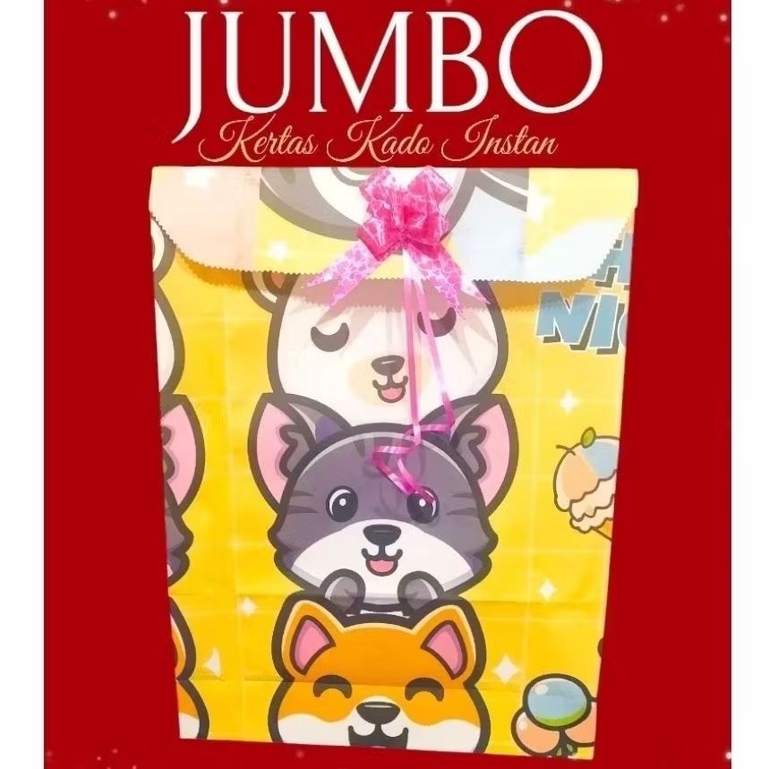 

Kertas Kado INSTAN JUMBO Bonus Pita Muat Bed Cover / Boneka