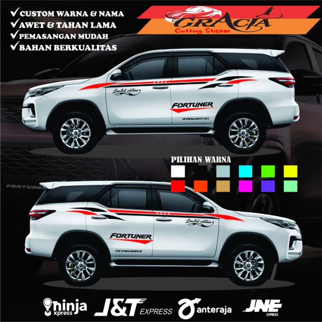 STICKER STIKER MOBIL FORTUNER CUTTING STICKER LIST MOBIL FORTUNER