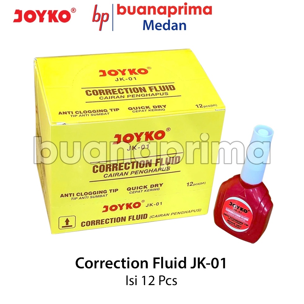 

KODE A26I Correction Fluid Joyko JK1 Isi 12 Pcs Tip X Ex Cair Fluid Merah